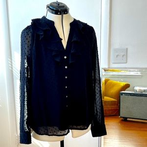 J Crew Ruffled Clip-dot Button-up Blouse